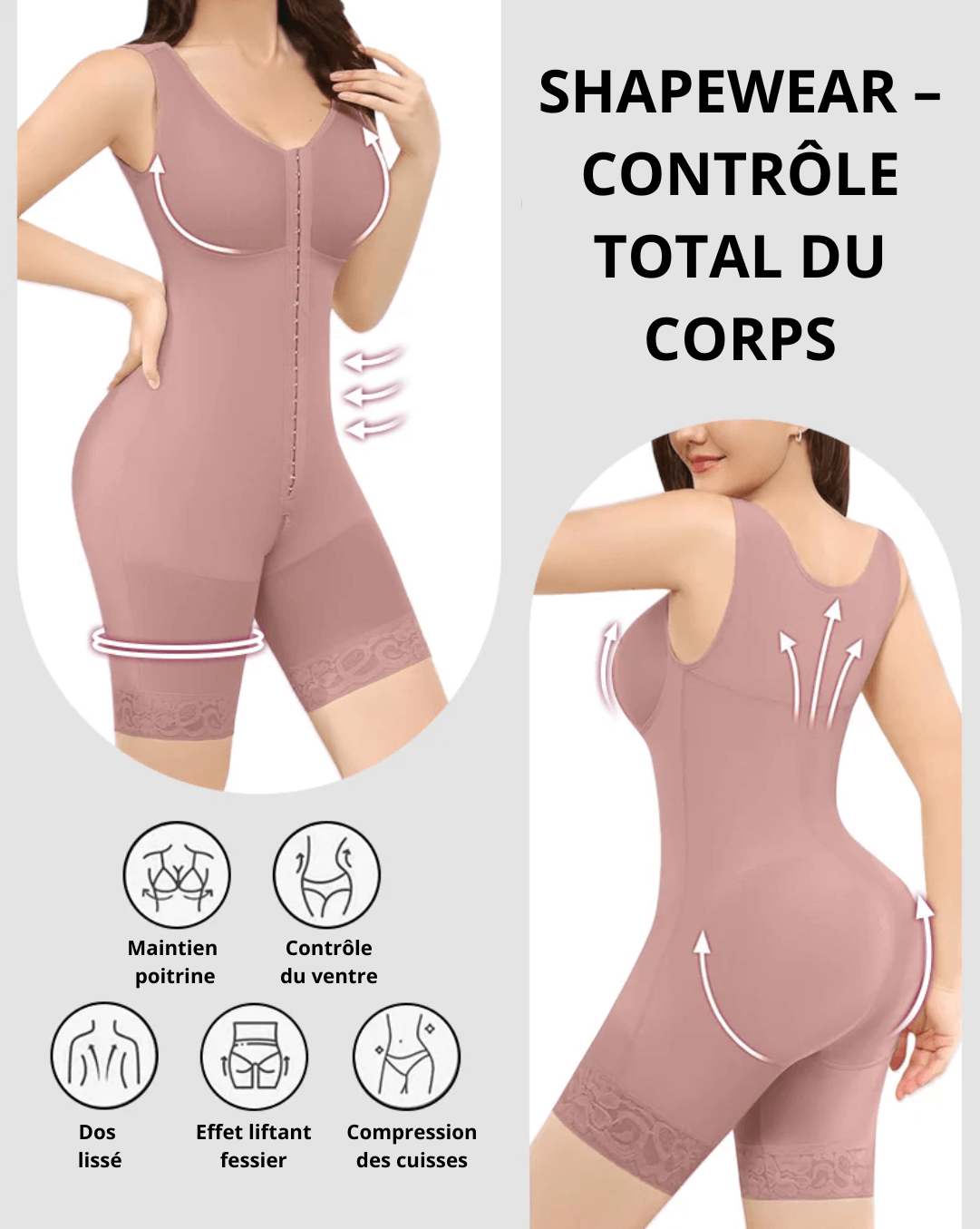 Shapewear gainant à double compression avec soutien-gorge intégré